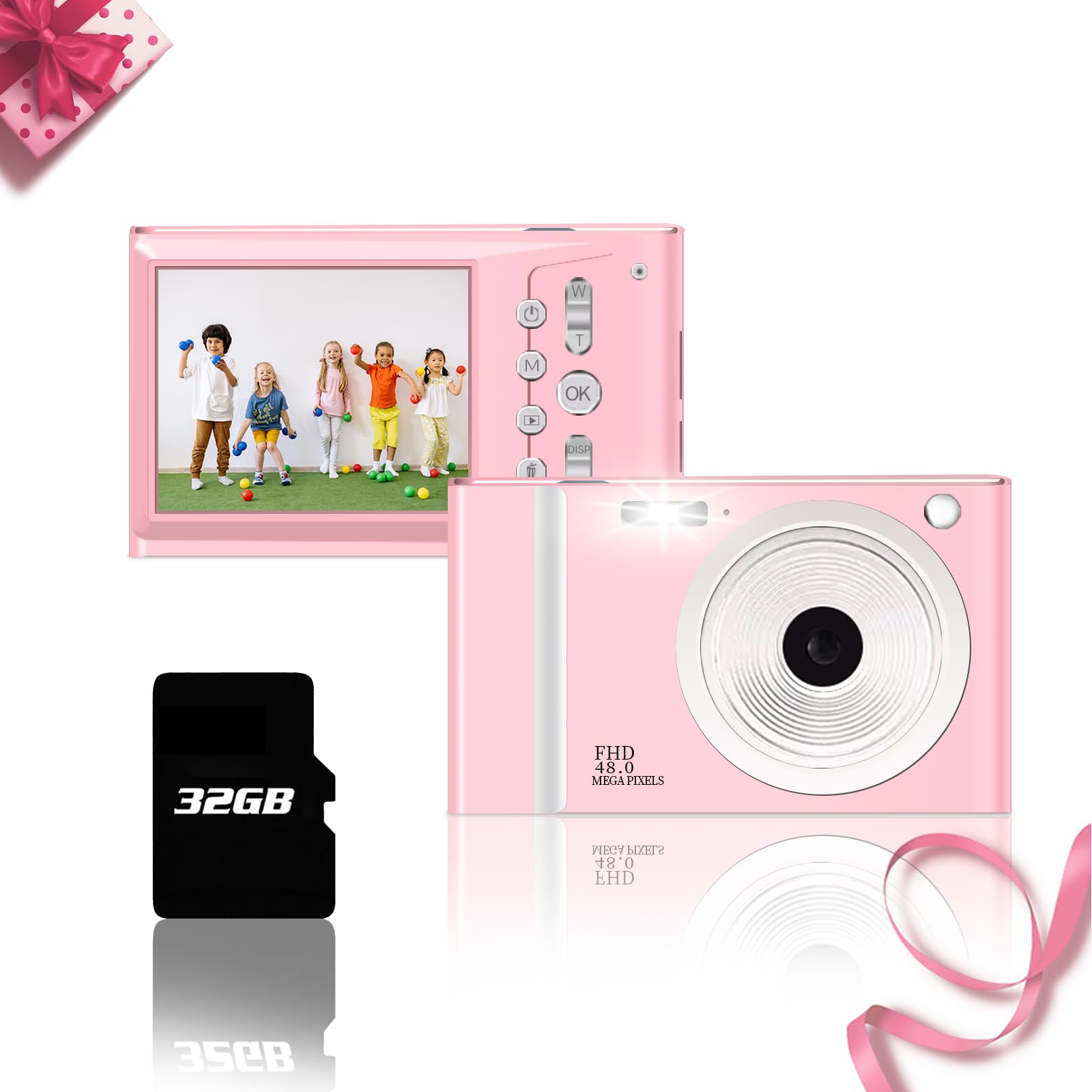 Digital Camera, Fhd 1080P Kids Camera With 32Gb Card, Digital Point And Shoot Cameras With 16X Zoom Anti Shake, 48Mp 2.8 Inch Lc
